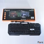 Gaming Keyboard PT-80 Point Rainbow Light Arabic and English Words - Black