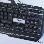 Gaming Keyboard PT-80 Point Rainbow Light Arabic and English Words - Black